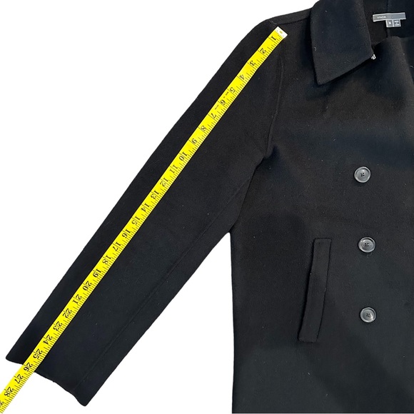 VINCE / Lightweight Double Breasted Wool Blend Pea Coat / Black / Medium - Picture 6 of 10